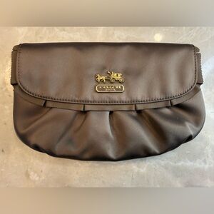 Coach Metallic Satin Clutch in Mushroom